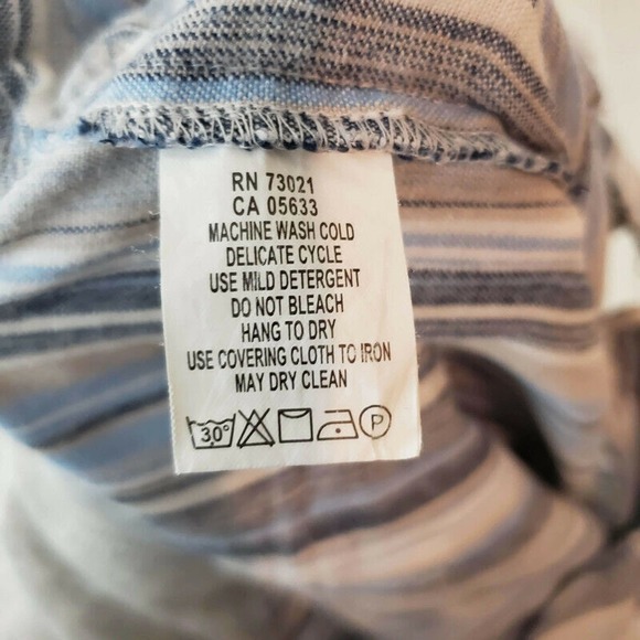 CC - Catherine Stewart Linen Cropped Pants Women's Size 8 Blue White Tan Striped - Picture 6 of 6